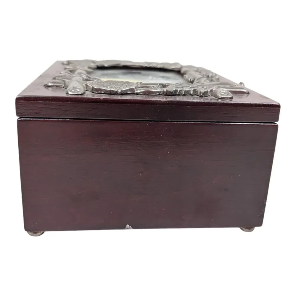 Jewelry Box Cherry Wood w/‎ Mirror and Lift Tray Felt Inside replaceable photo